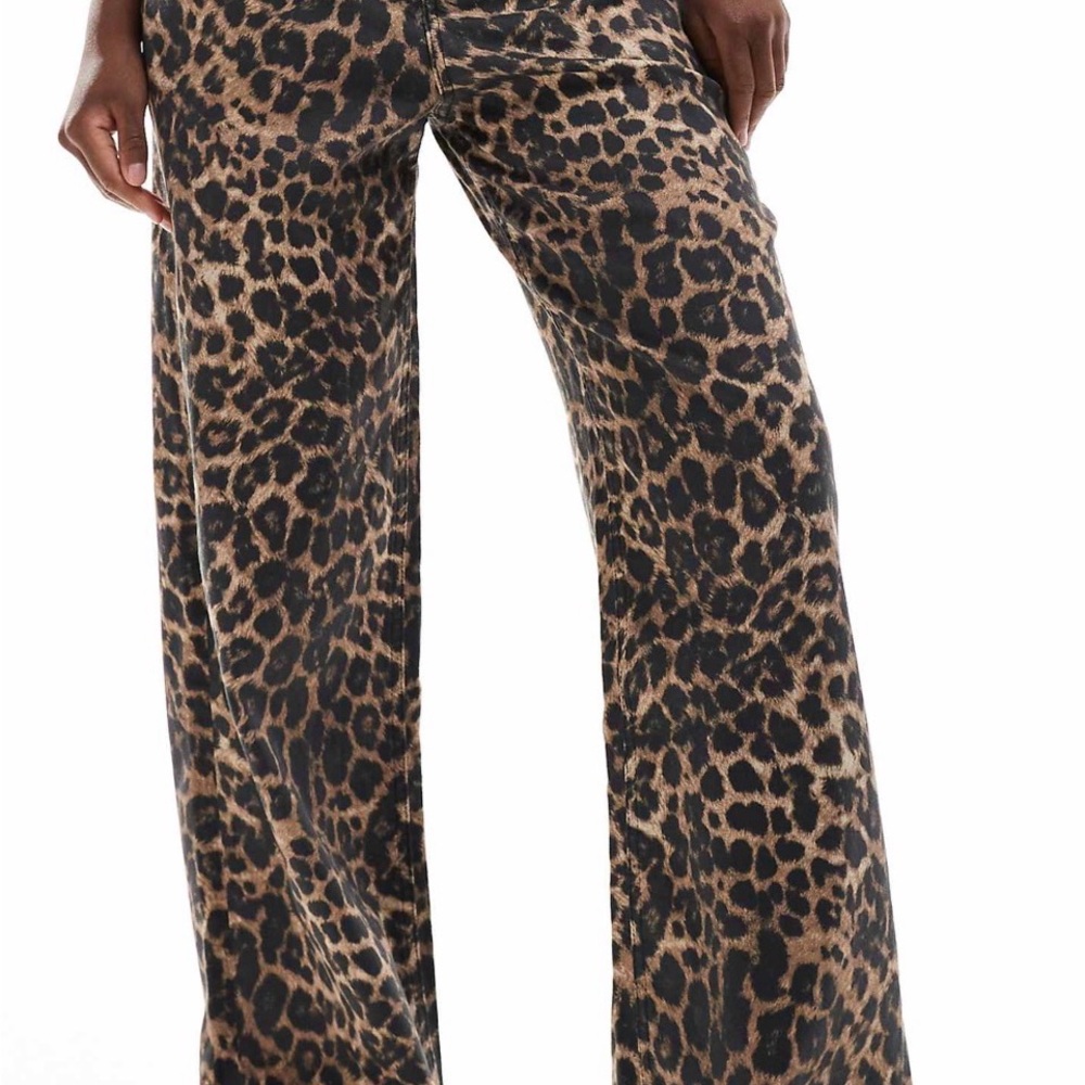 ASOS Leopard Print Wide-Leg Pants